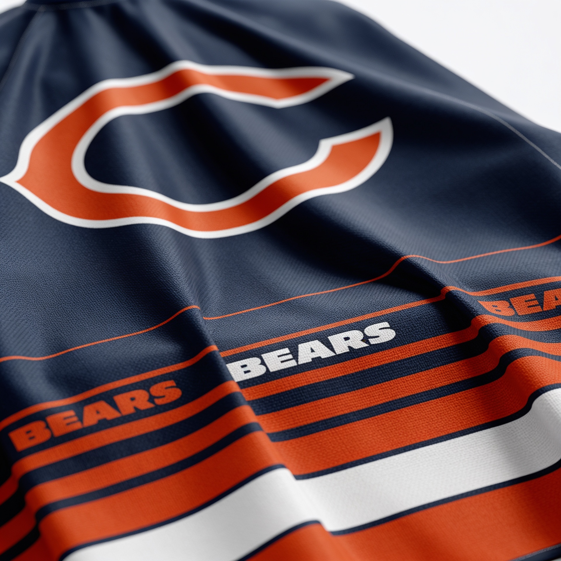 Close-up of Chicago Bears logo and text on fabric