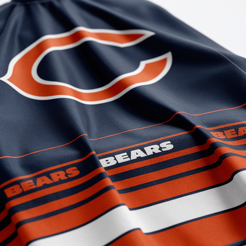 Close-up of Chicago Bears logo and text on fabric