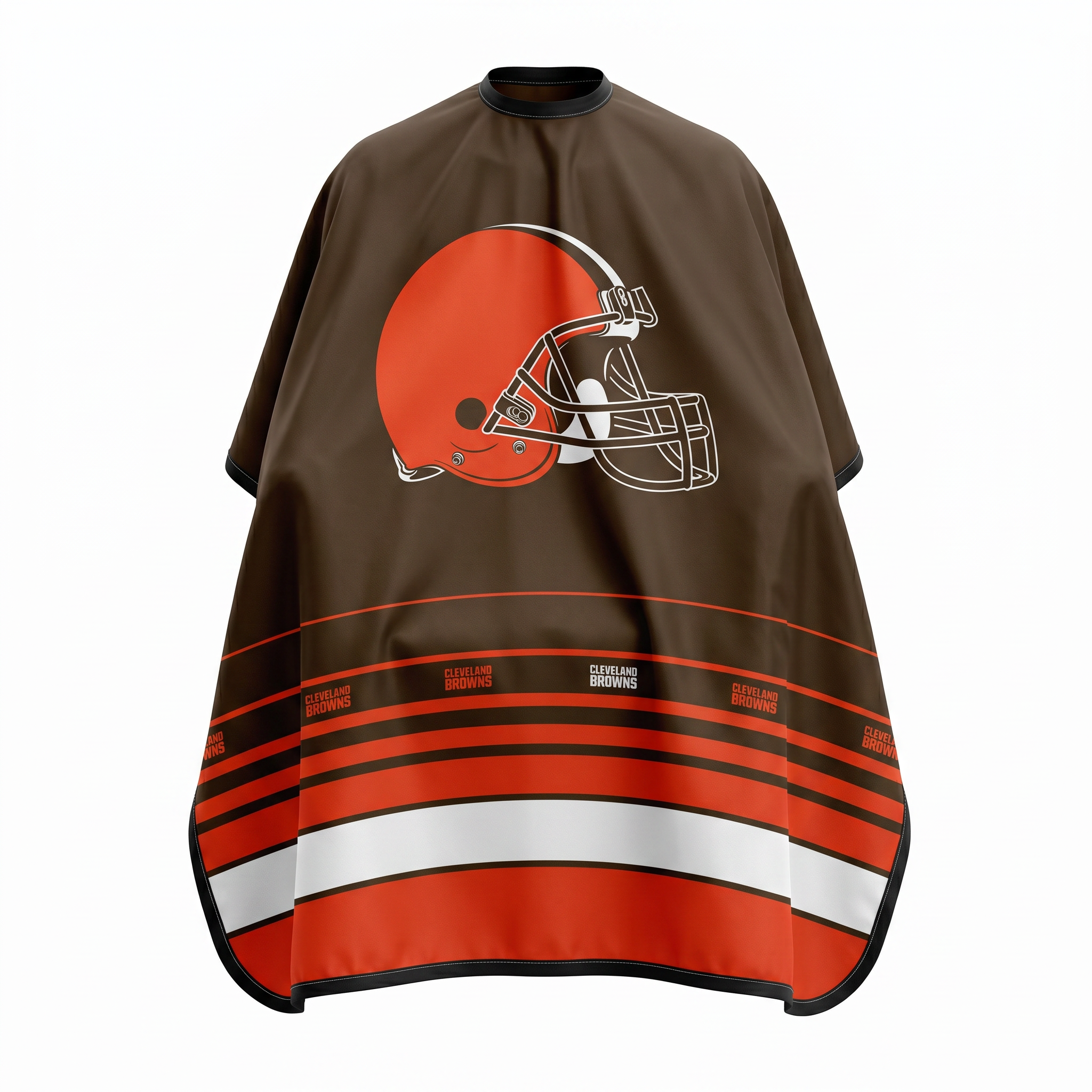 Brown cape with a football helmet logo on a white background
