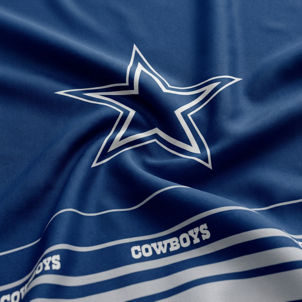 Dallas Cowboys logo on a blue fabric background