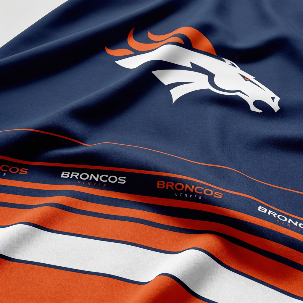 The officially licensed Denver Broncos barber cape reps the orange and navy on every client