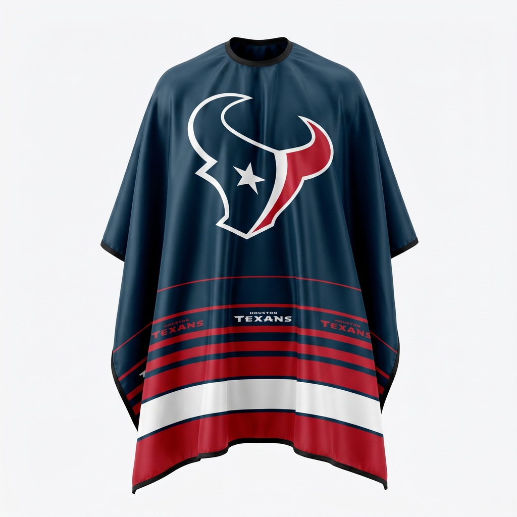Houston Texans-themed cape with logo on a white background